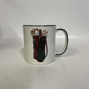Vintage Polo RALPH LAUREN Golf Mug Wedgwood Red & Green Plaid Golf Bags England